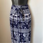 Navy and White elephant print Pencil wrap Maxi Skirt for Casual Wear Black Size undefined Photo 1