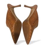 Something Navy Tan Croc-Embossed Mules Photo 3