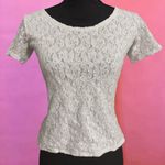 Vintage Kleid’s White Lacy / Floral Lace Baby Tee Shirt Top Photo 0