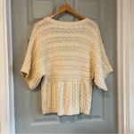 Apt. 9  Women's L 100% Cotton Cream ChunkyKnit Short Sleeve Wrap Sweater Cardigan Photo 3