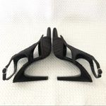 ZARA Basic Black Folded Satin Gladiator Style High Cut Stiletto Cut Out Heel 38 Photo 6