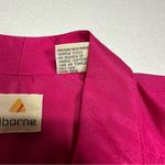 Liz Claiborne Vintage Fuchsia Satin Blouse Long Sleeve Button Up V-neck Size 6 Photo 4
