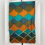 Chico's Chico’s Multicolor Diamond Print Patchwork Pom Pom Rectangular Scarf Photo 4