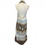 Babydoll Y2K Halter Neck Backless Ball Gown Printed Empire Line Dress Blue Size 10 Photo 1