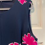 Anne Klein Floral Midi Dress Scuba Navy Pink Fit & Flare Sleeveless Size XL Photo 5