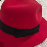 100% wool women Red and Black Fedora Hat with Classic Shape and Sturdy Brim Photo 2