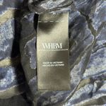 White House | Black Market ‎ Blouse Zebra Ruffle Neck Sheer Lined Top Blue Black M Photo 7