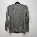 Body Language Perforated Distressed Sweatshirt XS Lightweight Athleisure Casual Gray Photo 5