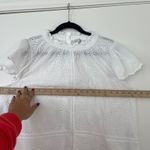 Jennifer Grace Jennifer & Grace White Eyelet Palm Tree Ruffle Mock Neck Blouse Top Size XL Photo 5