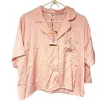 Juicy Couture  Size XL Pink Satin 2 Piece Shorts Button Down Spellout Pajama NEW Photo 0