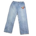 Y2K Relaxed Fit Light Wash Butterfly Patch Jeans Johnsbay Size 14T Tall Blue Photo 1