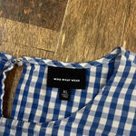 Who What Wear  Blue and White Plaid babydoll top Photo 5