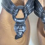 Clarks Mimmey Paige Black Leather Thong Cork Wedge Sandals Size 9 65269 **Flaw** Photo 4