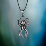Retro Spider Pendant Domineering Personality‎ Double Skull Zinc Alloy Necklace Black Photo 0