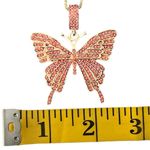 Rose Gold Tone Rhinestones Butterfly Pendant Necklace Estate Bling Pink Photo 8