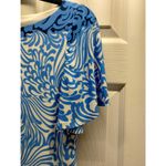 Chico's Size Small (0) Blue & White Lined Swirl Abstract Boat Neck Shift Dress Photo 4