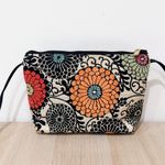 Danny K. Beverly Hills Tapestry Floral Print Adjustable Strap Crossbody Bag Black Photo 2