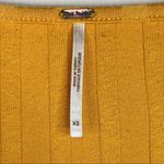 Free People Central Park mustard yellow rib knit button sweater top XS Photo 4