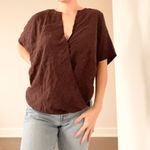 Vince . Maroon Brown Silk Faux Wrap Blouse Photo 1