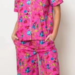 Printfresh Hummingbird Haven 2 Piece Pajama Set Women’s Medium Pink Artsy Cotton Photo 0