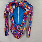 Trina Turk Rio Half Zip Paddle One-piece Long Sleeve Swimsuit Size Small Photo 3