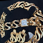 Gold Women's Watch and Bracelet Set Photo 2