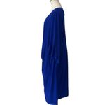 Connected Apparel NWT Stunning Royal Blue Draped Rhinestone Keyhole Neckline Midi Dress SZ-24W Photo 3