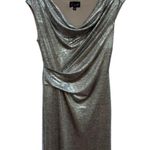 Connected Apparel NWOT 8 Women’s Formal Gown Dress Silver Taupe Cowl Neckline Photo 3