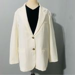 ZARA Blogger’s Fav Oyster White Straight Cut Out Blazer with Lapel Collar Sz XL Photo 5