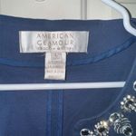 Badgley Mischka Badgley Mischka Women's M Navy Jeweled Embellished Open Front Jacket Photo 2