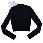 Rehab  - Asymmetrical Back Long Sleeve High Neck Ribbed Sweater Top in Black Photo 0