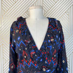 & Other Stories & Other Stories Dress Faux Wrap Midi Maxi Geometric Print Black Blue Red Size 4‎ Photo 2