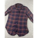 Lucky Brand Button Up Shirt Women XS Plaid Tartan Long Front Tulip Back Photo 5