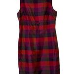 Talbots  Vintage Red & Purple Plaid Square Neck Shift Pencil Dress 4 Photo 0