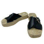 ZARA  Black Leather Buckle Espadrille Jute Slide Sandals Size 41‎ / US 10.5 Photo 5