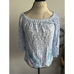 Lilly Pulitzer  Womens Sea La Vie Nevie Off The Shoulder Top Multi Women's XS Photo 1
