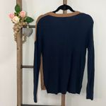 Madewell Long Sleeve Color Block Brown Navy Crew Neck Sweater Size Small Photo 3