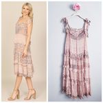 Anthropologie Olivialious Neutral Bohemian Tiered Midi Dress Photo 1