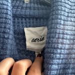 Aerie  Blue Striped Quarter Zip Cowl Neck Pullover Autumn Women’s Large Photo 2