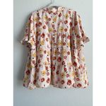 Moa Moa Women's 3X Floral Short Sleeve Blouse with Button-Up Collared Boho Top Photo 1