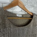 Calvin Klein Gold Ribbed Shimmer Cap Sleeve Ruched Blouse Size Large *Used Photo 5