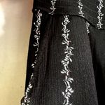 Three Dots  Printed Wide Leg Pants Floral Pull On High Waist Slash Pocket Black L Photo 2