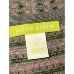 Sigrid Olsen Y2K  Wool Blend Cardigan Button Front Floral Applique Green Pink M Photo 6