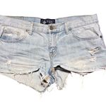 PINK - Victoria's Secret  Denim Jean Shorts SZ 10 Light Wash Distressed Micro Cheeky Photo 0