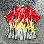 Jamie Sadock Short Sleeve Golf Top Flames Small Yellow Photo 0