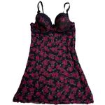 Marilyn Monroe Roses Black Lace L Y2K BabyDoll Goth Gothic Mini Nightie Lingerie Photo 0