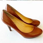 Marc Fisher Sydney Brown Leather Platform Heels Women’s Size 6.5 Wood Heel Pump Photo 10