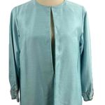 Vintage Blue Embroidered Cuff Long Sleeve Open Front Dressy Jacket Size M Photo 1