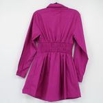 Anna Rae Long Sleeve Mini Shirt Dress Button Front Pockets Pink Size XS Photo 2