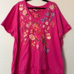 Johnny Was  Pink Floral Embroidered Tee Photo 2